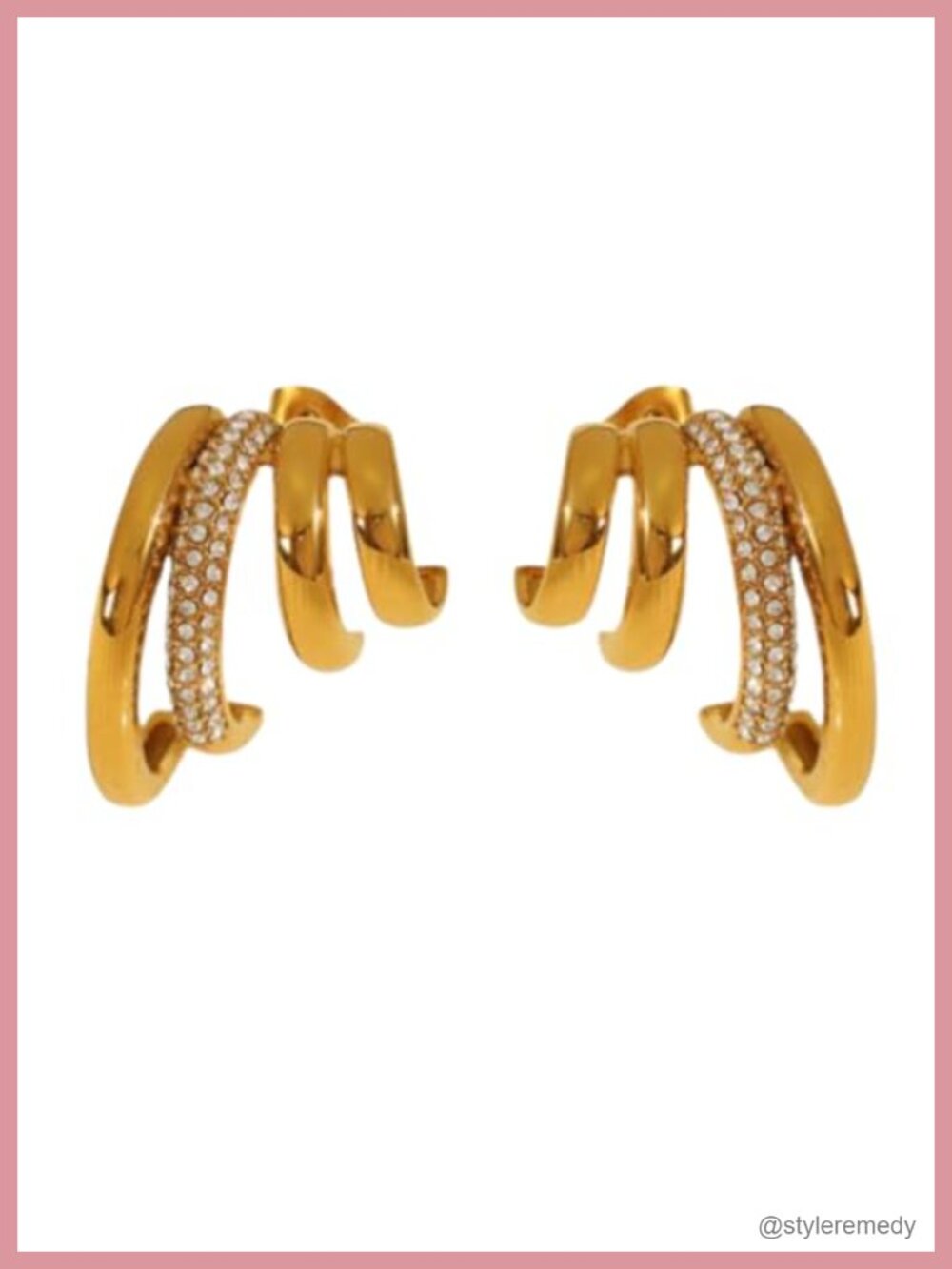 18K Gold Plated Chunky Hoop Earrings Stainless Steel Lightweight Women